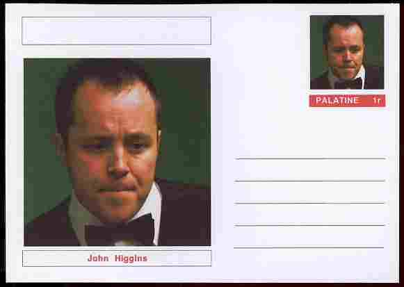 Palatine (Fantasy) Personalities - John Higgins (snooker) postal stationery card unused and fine