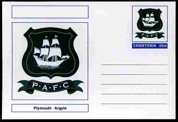 Chartonia (Fantasy) Football Club Badges - Plymouth Argyle postal stationery card unused and fine