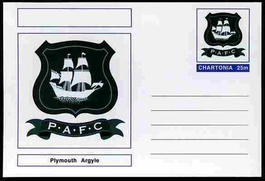 Chartonia (Fantasy) Football Club Badges - Plymouth Argyle postal stationery card unused and fine