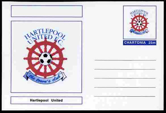 Chartonia (Fantasy) Football Club Badges - Hartlepool United postal stationery card unused and fine