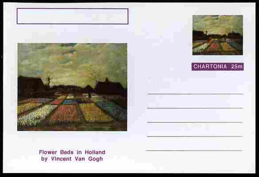 Chartonia (Fantasy) Famous Paintings - Flower Beds in Holland by Vincent Van Gogh postal stationery card unused and fine