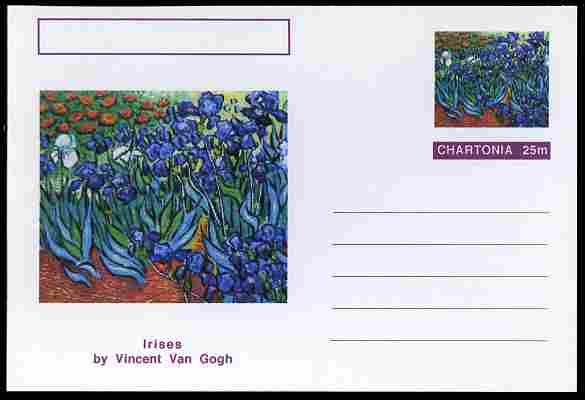 Chartonia (Fantasy) Famous Paintings - Irises by Vincent Van Gogh postal stationery card unused and fine