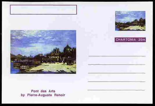 Chartonia (Fantasy) Famous Paintings - Pont des Arts by Pierre-Auguste Renoir postal stationery card unused and fine