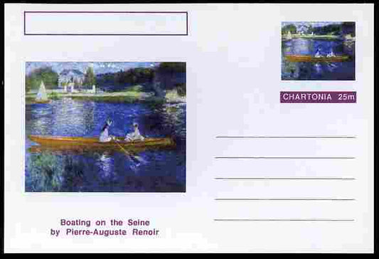 Chartonia (Fantasy) Famous Paintings - Boating on the Seine by Pierre-Auguste Renoir postal stationery card unused and fine