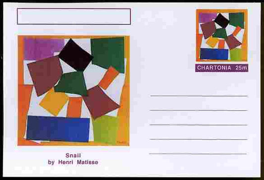 Chartonia (Fantasy) Famous Paintings - Snail by Henri Matisse postal stationery card unused and fine