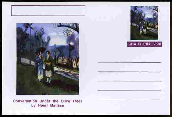 Chartonia (Fantasy) Famous Paintings - Conversation under the Olive Trees by Henri Matisse postal stationery card unused and fine