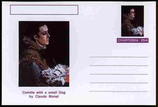 Chartonia (Fantasy) Famous Paintings - Camille with a small Dog by Claude Monet postal stationery card unused and fine