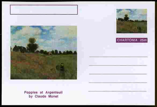 Chartonia (Fantasy) Famous Paintings - Poppies at Argentauil by Claude Monet postal stationery card unused and fine