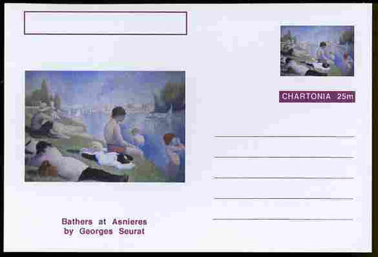 Chartonia (Fantasy) Famous Paintings - Bathers at Asnieres by Georges Seurat postal stationery card unused and fine