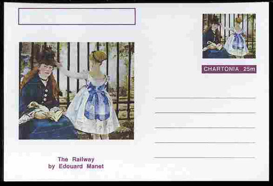 Chartonia (Fantasy) Famous Paintings - The Railway by Edouard Manet postal stationery card unused and fine