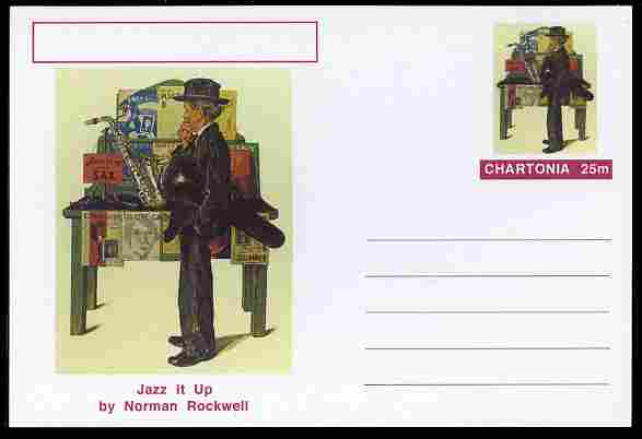 Chartonia (Fantasy) Famous Paintings - Jazz it Up by Norman Rockwell postal stationery card unused and fine