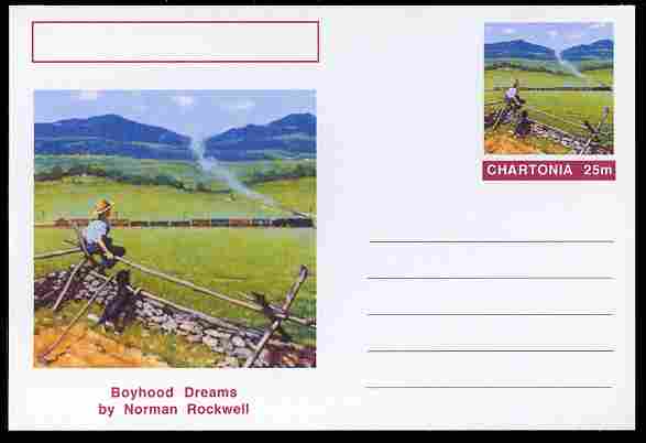 Chartonia (Fantasy) Famous Paintings - Boyhood Dreams by Norman Rockwell postal stationery card unused and fine