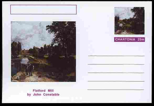 Chartonia (Fantasy) Famous Paintings - Flatford Mill by John Constable postal stationery card unused and fine