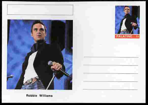Palatine (Fantasy) Personalities - Robbie Williams postal stationery card unused and fine