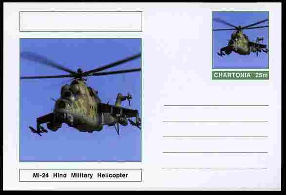 Chartonia (Fantasy) Aircraft - Mi-24 Hind Military Helicopter postal stationery card unused and fine