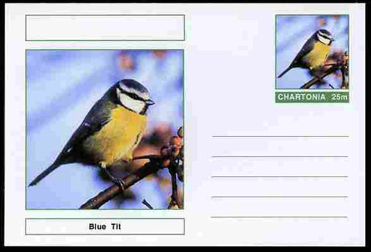 Chartonia (Fantasy) Birds - Blue Tit (Parus caeruleus) postal stationery card unused and fine