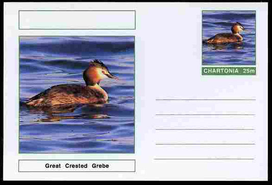 Chartonia (Fantasy) Birds - Great Crested Grebe postal stationery card unused and fine