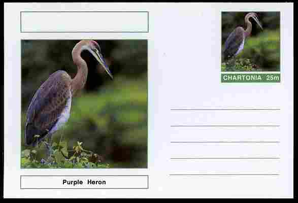 Chartonia (Fantasy) Birds - Purple Heron postal stationery card unused and fine