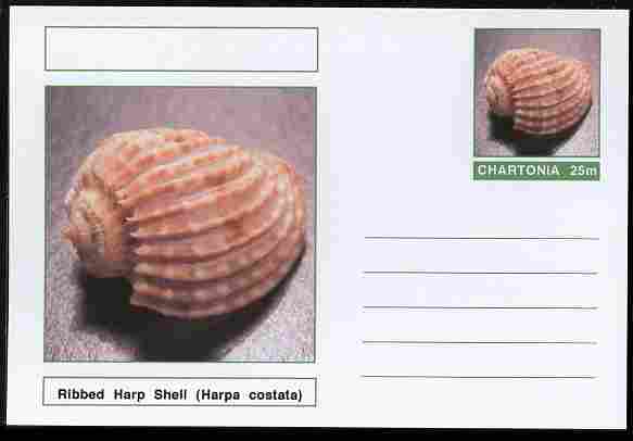 Chartonia (Fantasy) Shells - Ribbed Harp Shell (Harpa costata) postal stationery card unused and fine
