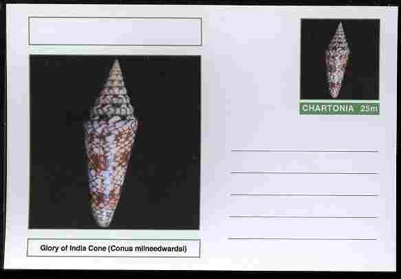 Chartonia (Fantasy) Shells - Glory of India Cone (Conus milneedwardsi) postal stationery card unused and fine