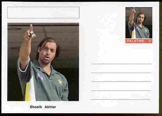 Palatine (Fantasy) Personalities - Shoaib Akhtar (cricket) postal stationery card unused and fine