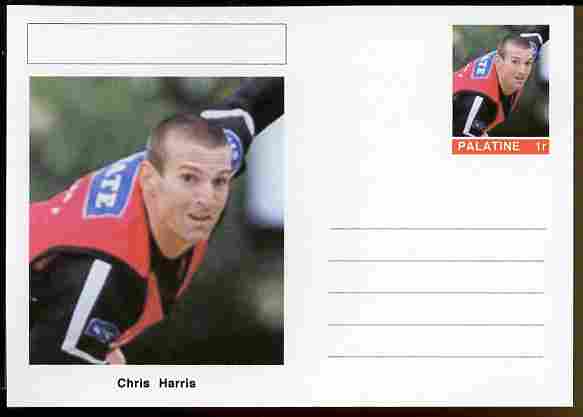Palatine (Fantasy) Personalities - Chris Harris (cricket) postal stationery card unused and fine