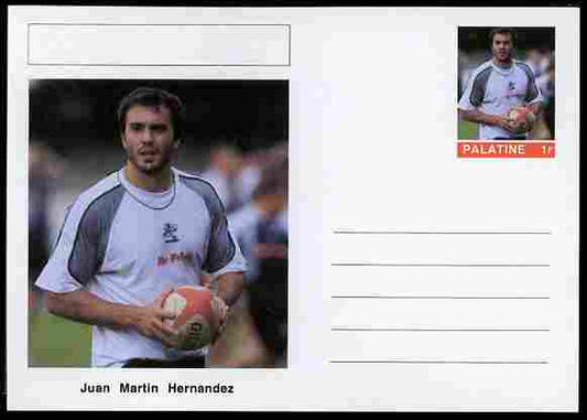 Palatine (Fantasy) Personalities - Juan Martin Hernandez (rugby) postal stationery card unused and fine