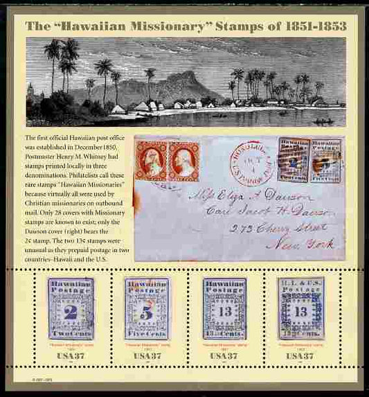 United States 2002 Hawaiian Missionary Stamps perf m/sheet unmounted mint SG MS 4193