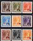 Luxembourg 1944 Grand Duchess Charlotte (SG type 70) 9 perf values to 3.5F opt'd Specimen each unmounted mint,with ABN Co security puncture