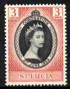 St Lucia 1953 Coronation 3c unmounted mint SG 171