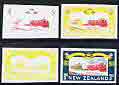 New Zealand 1963 Railway Centenary 3d set of 4 IMPERF progressive proofs (from a single proof sheet) unmounted mint