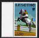 Lesotho 1988 Olympic Games 3m50 Show Jumping the unissued stamp (showing the obsolete Lesotho flag) unmounted mint and rare (see note after SG 842