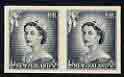 New Zealand 1953-59 QEII 1/2d slate-black IMPERF horiz pair on thin card, rare thus, as SG723 