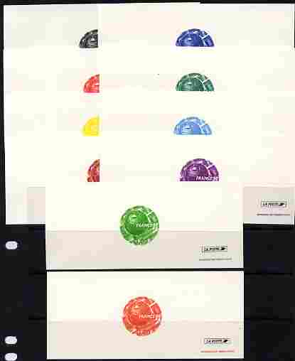 France 1998 Football World Cup 3f circular proof in 10 different colours each on La Poste deluxe proof card, as SG 3472