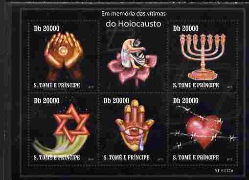 St Thomas & Prince Islands 2010 In Memory of Holocaust Victims perf sheetlet containing 5 values unmounted mint 