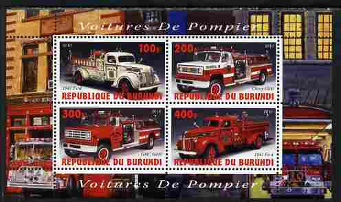 Burundi 2010 Fire Engines #1 perf sheetlet containing 4 values unmounted mint