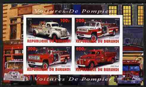 Burundi 2010 Fire Engines #1 imperf sheetlet containing 4 values unmounted mint