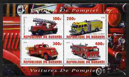 Burundi 2010 Fire Engines #2 perf sheetlet containing 4 values unmounted mint