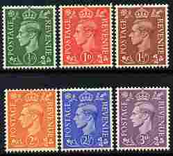 GB Great Britain 1941-42 KG6 lighter colours set of 6 unmounted mint SG 485-90