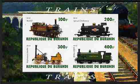 Burundi 2010 Steam Locomotives #1 imperf sheetlet containing 4 values unmounted mint