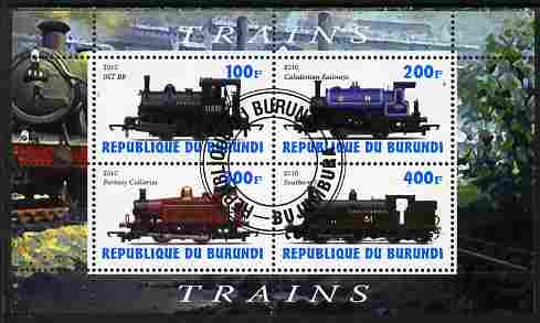 Burundi 2010 Steam Locomotives #2 perf sheetlet containing 4 values fine cto used