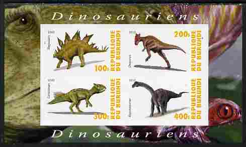 Burundi 2010 Dinosaurs #1 imperf sheetlet containing 4 values unmounted mint
