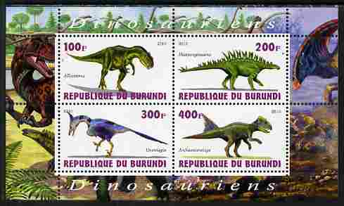 Burundi 2010 Dinosaurs #2 perf sheetlet containing 4 values unmounted mint