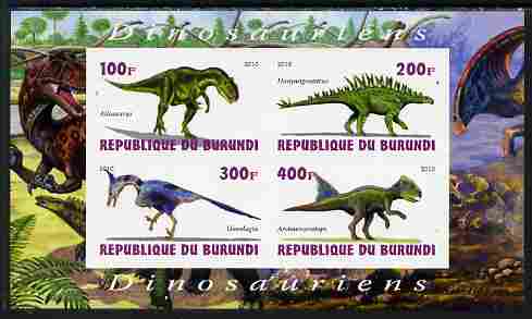 Burundi 2010 Dinosaurs #2 imperf sheetlet containing 4 values unmounted mint