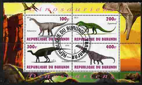Burundi 2010 Dinosaurs #3 perf sheetlet containing 4 values fine cto used