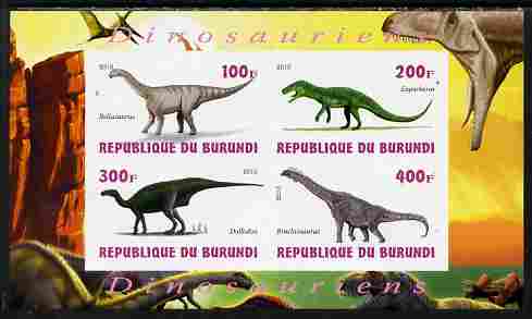 Burundi 2010 Dinosaurs #3 imperf sheetlet containing 4 values unmounted mint