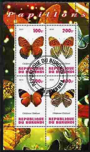 Burundi 2010 Butterflies #2 perf sheetlet containing 4 values fine cto used
