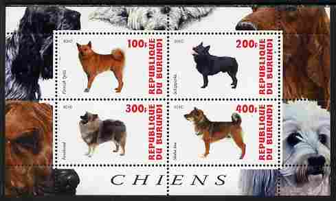 Burundi 2010 Dogs #1 perf sheetlet containing 4 values unmounted mint