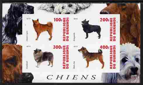 Burundi 2010 Dogs #1 imperf sheetlet containing 4 values unmounted mint