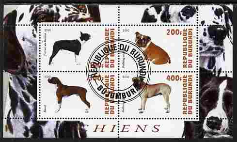 Burundi 2010 Dogs #3 perf sheetlet containing 4 values fine cto used